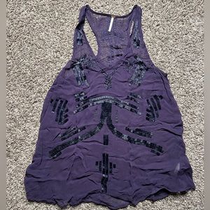 Free People Beaded Tank Top Purple